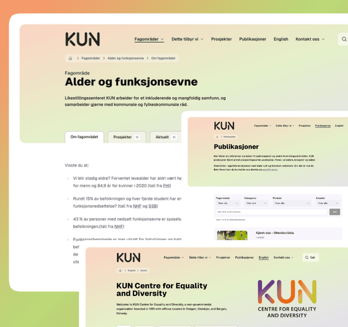KUN Likestillingssenteret nettside