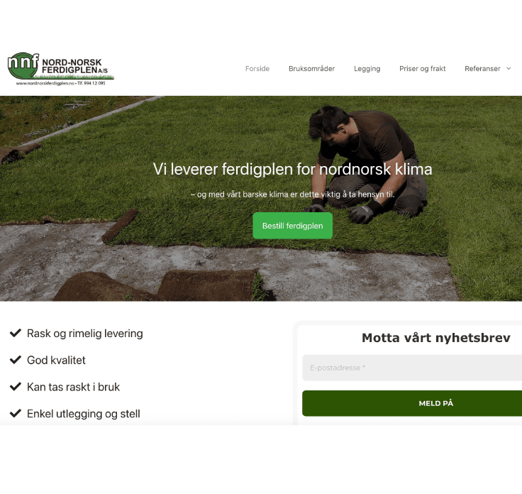 Nord Norsk Ferdigplen nettside